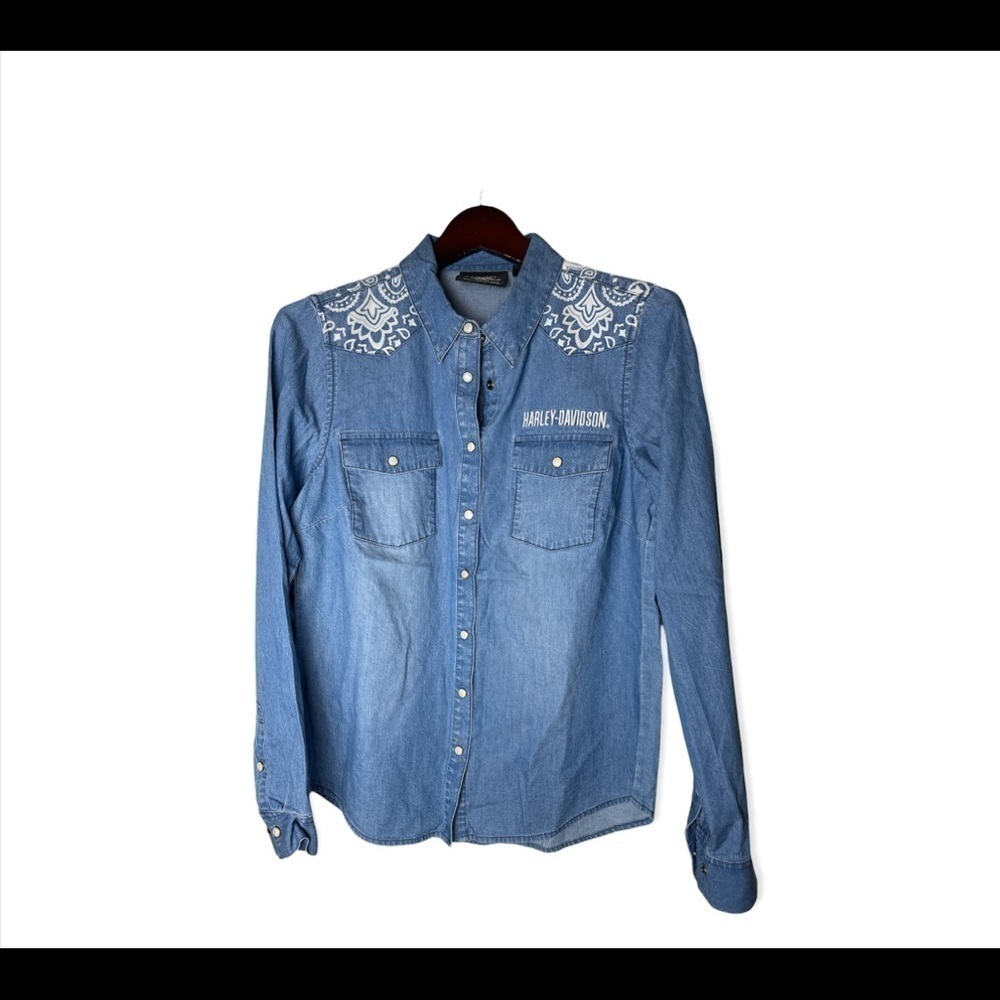 Harley-Davidson Denim Long Sleeve Button with Logo Size M